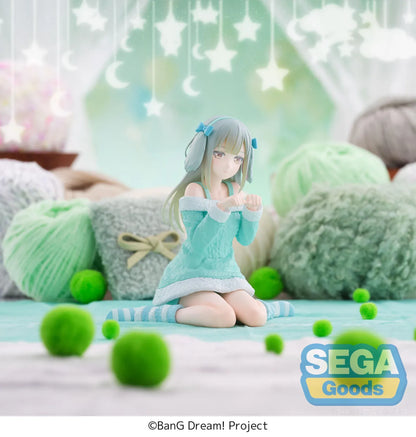 BanG Dream Yumemirize Mutsumi Wakaba Pajama Party Figure wearing mint green pajamas with striped socks