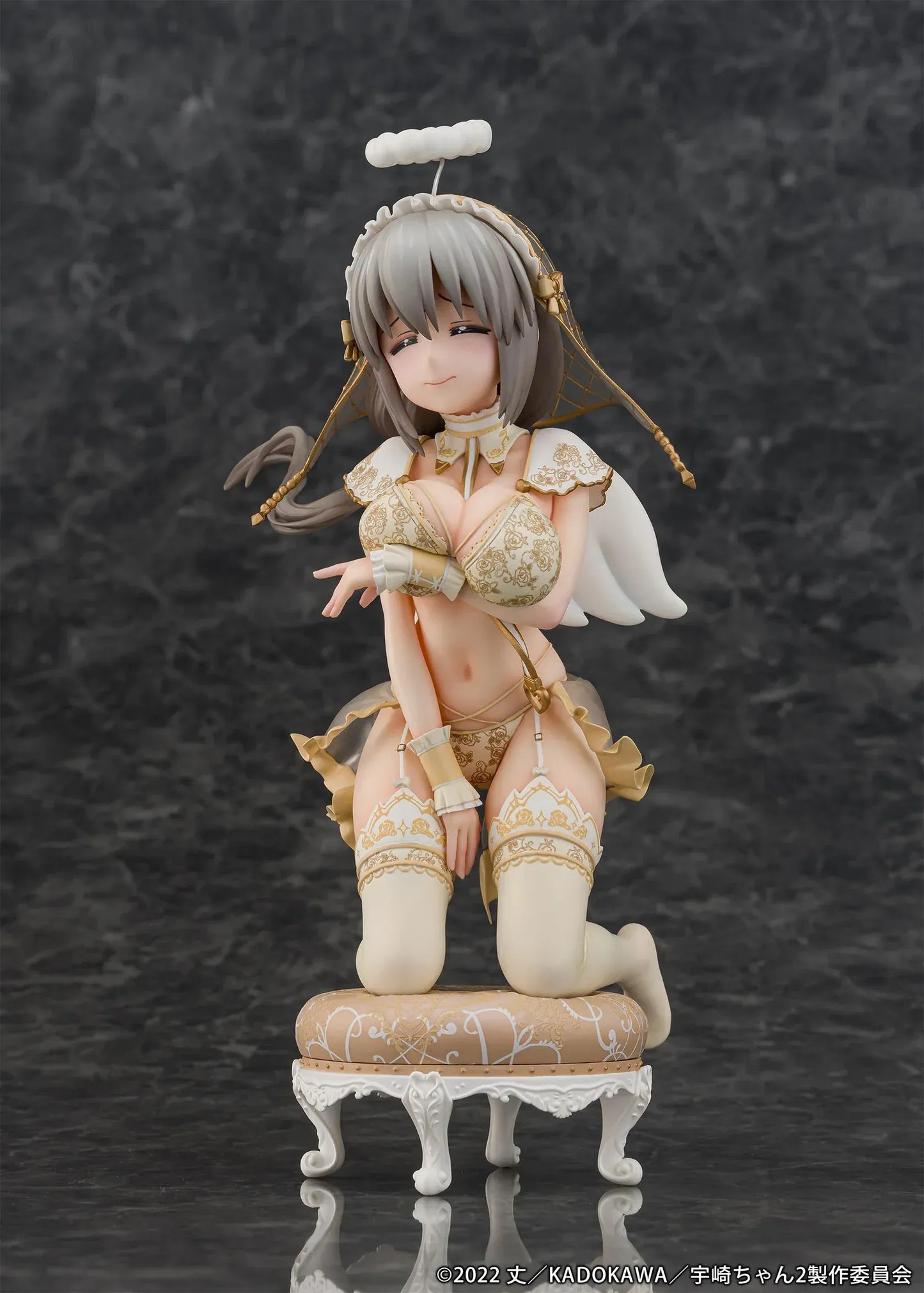 Tsuki Uzaki Angel Version 1/7 scale figure from Uzaki-chan Wants to Hang Out kneeling pose