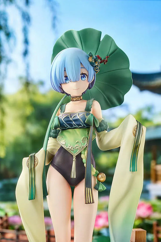 Rem Breather in the Garden 1/7 Scale Figure Re Zero anime figure with parasol and green outfit on wooden base