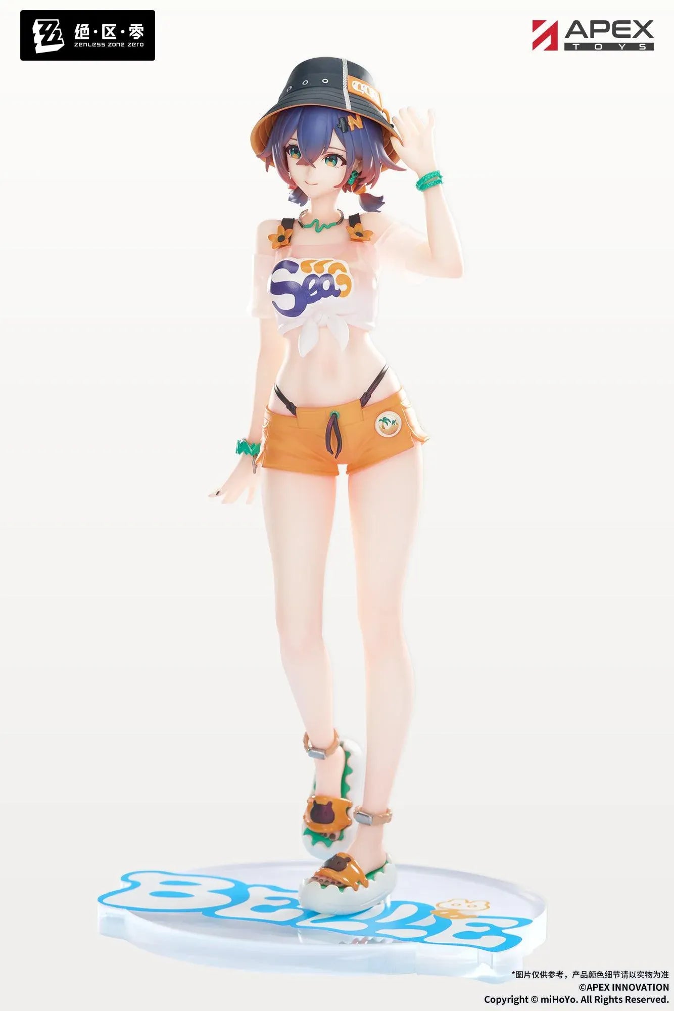 Zenless Zone Zero Limepie Belle Summer Skies 1/8 scale figure featuring Belle in a summer outfit with a bucket hat and orange shorts