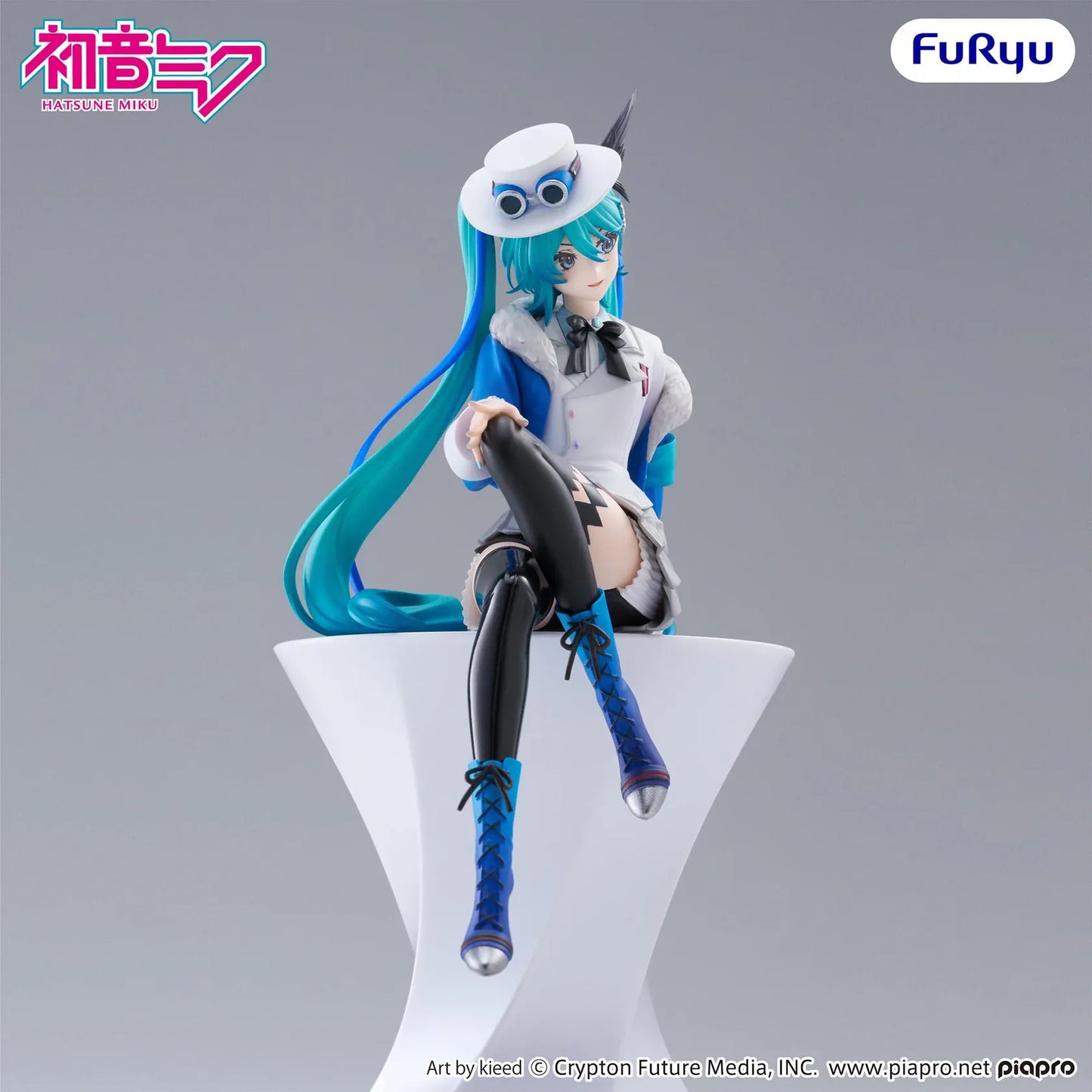 Vocaloid Hatsune Miku MIKU WITH YOU 2025 Version Noodle Stopper Figure in a blue and white outfit