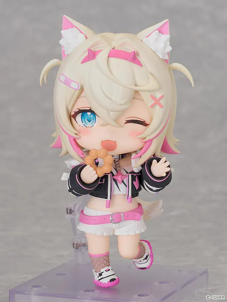 hololive production Nendoroid Mococo Abyssgard Figure with blonde hair pink wolf ears and black-and-pink outfit