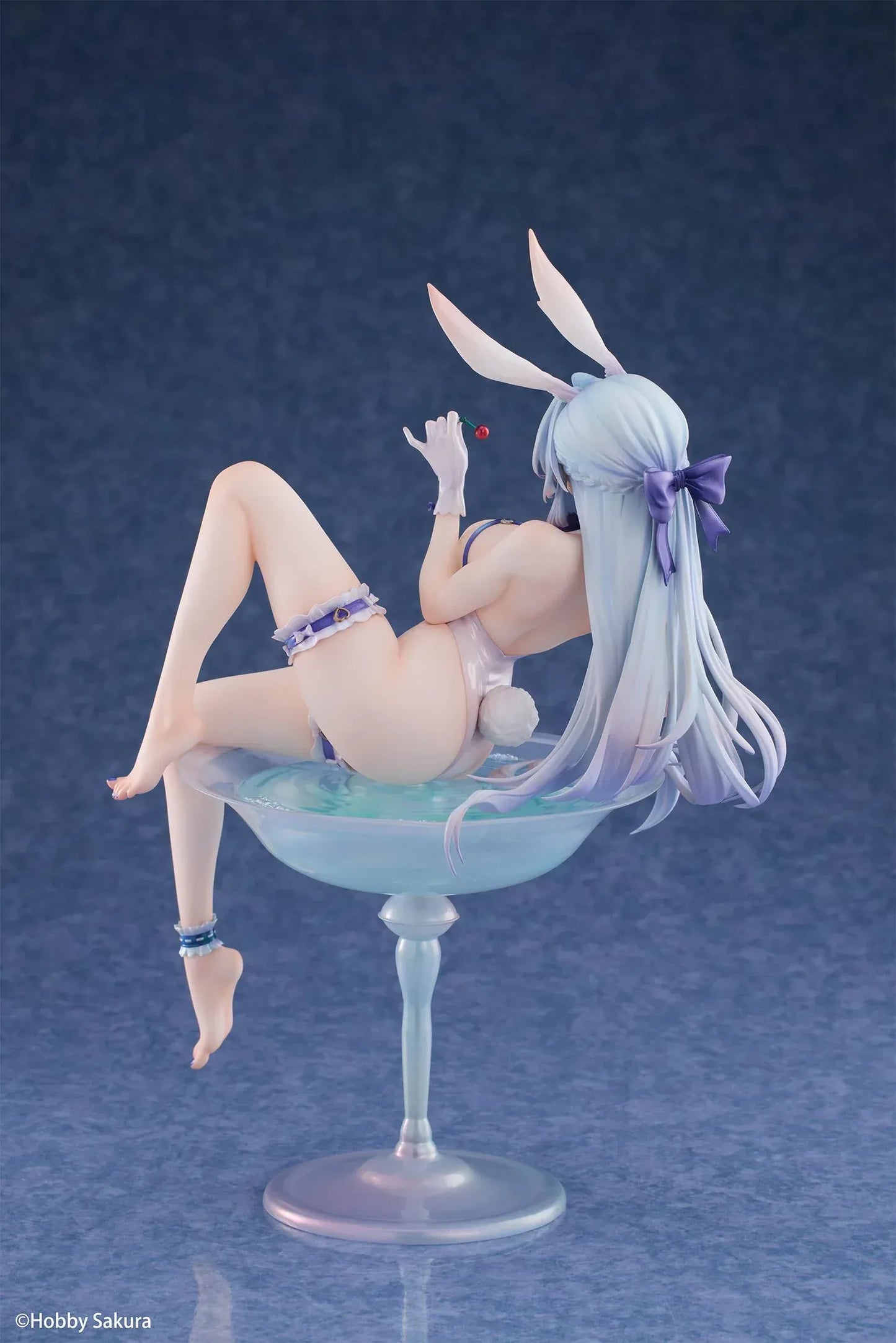 Cocktail Glass Bunny Deluxe Edition 1/6 scale figure by Hobby Sakura featuring bunny girl reclining in translucent cocktail glass with bonus wall scroll