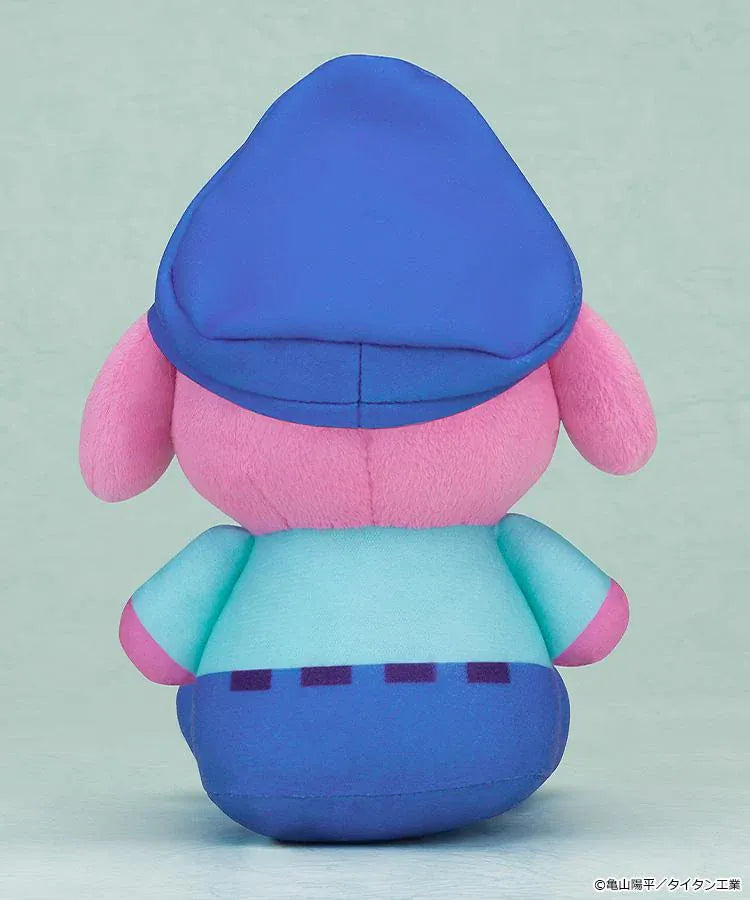 MILKY☆SUBWAY THE GALACTIC LIMITED EXPRESS Poppy-kun pink plushie wearing a blue uniform and star-decorated cap.
