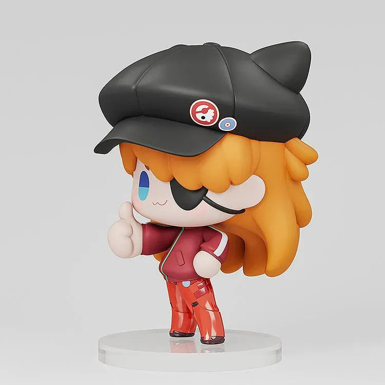 Rebuild of Evangelion Good Asuka Shikinami Langley Jersey Ver. chibi figure wearing a red jersey, black eyepatch, and cat-ear cap.