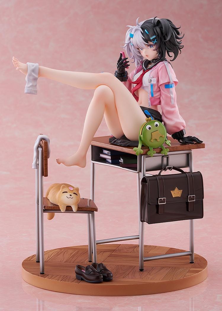 Snowbreak Containment Zone Eatchel The Cub Overdue Radiance 1/7 scale figure sitting on classroom desk with school accessories