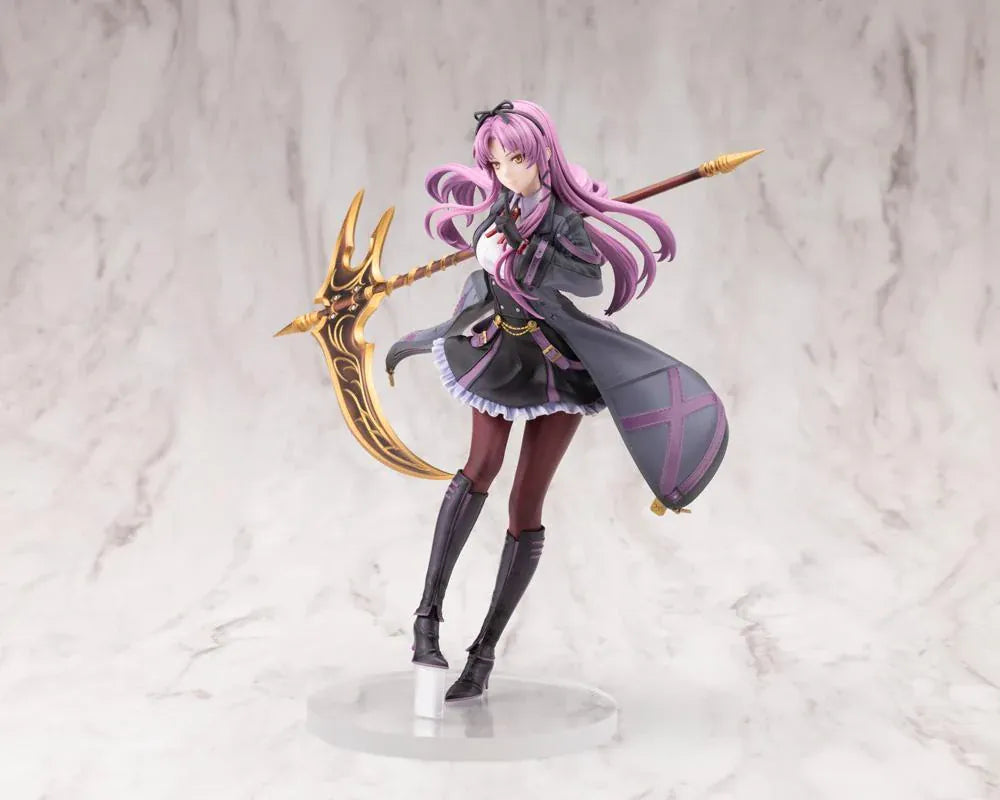 The Legend of Heroes Renne Bright Ver. 2 1/8 scale figure holding a large golden scythe in a black-and-purple outfit.