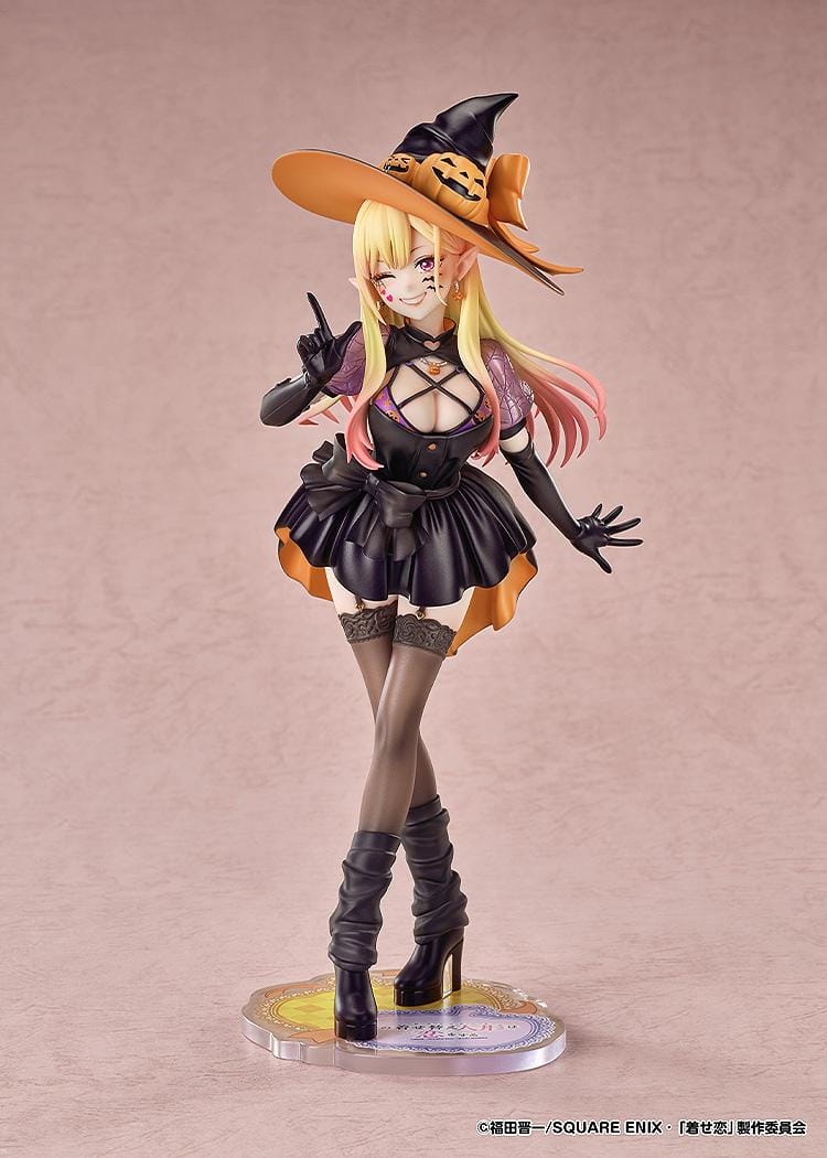 My Dress-Up Darling Marin Kitagawa Halloween Ver 1/7 scale figure featuring Marin in a witch-inspired Halloween outfit with pumpkin accents and themed display base