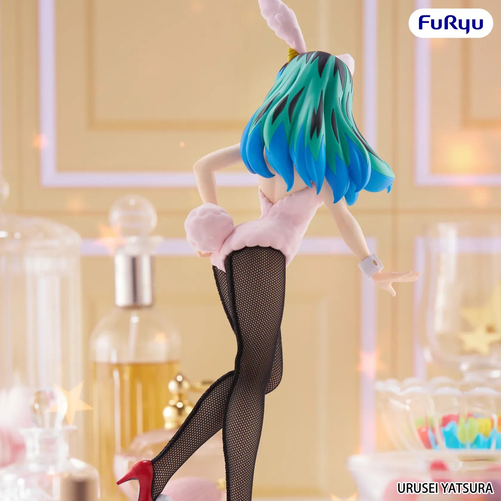 Urusei Yatsura Lum BiCute Bunnies figure wearing pink bunny suit with fishnet stockings and red heels