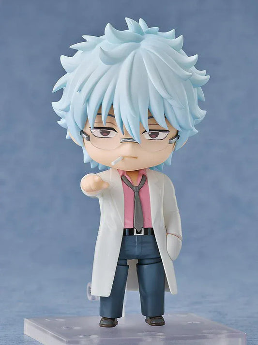 Gintama Mr. Ginpachi's Zany Class Nendoroid No.2898 Ginpachi Sakata chibi figure in white lab coat with glasses and book