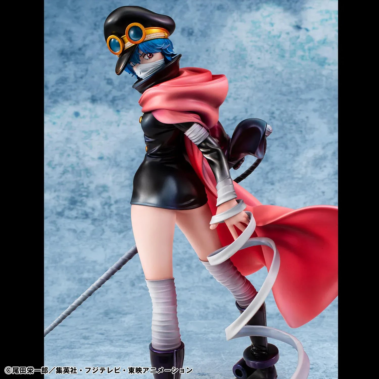One Piece Portrait Of Pirates Elevated Boost Saint Gunko Figure with black outfit, red cape, goggles, and weapon