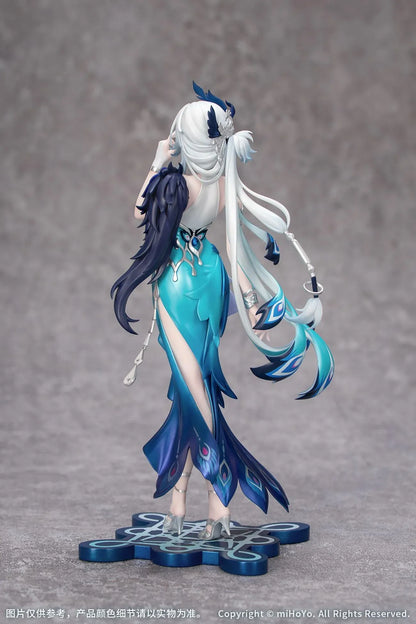 Yao Guang 1/8 scale figure wearing an elegant white-and-teal outfit with silver ornaments and feather-inspired decorations.