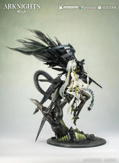 Arknights Kal'tsit Esperanta 1/7 Scale Figure with white-and-green outfit, mechanical display element, long hair, and detailed sci-fi base