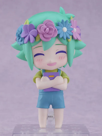 OMORI Nendoroid Basil Figure rerelease with green hair colorful flower crown and blue overalls