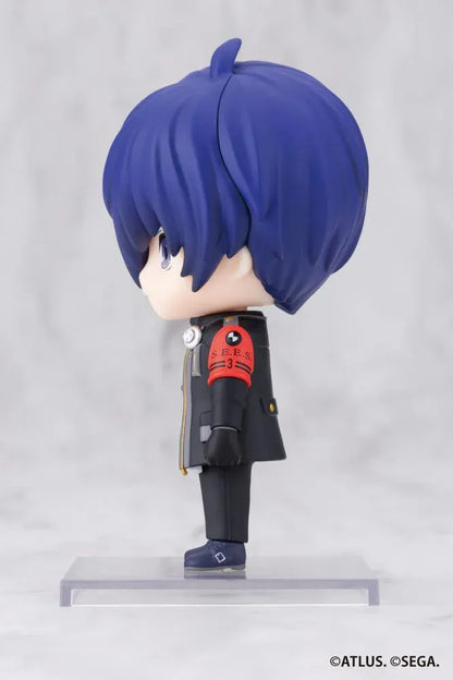 Persona 3 Reload Oshi Works Mini Hero Figure with blue hair, SEES uniform, headphones, and Evoker