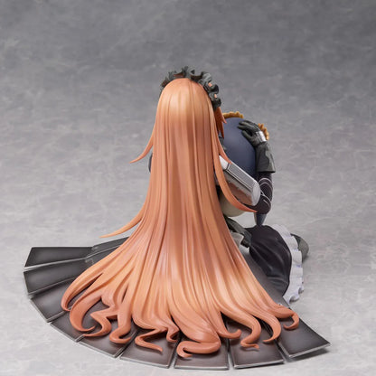 Overlord CZ2128 Delta 1/6 scale figure wearing her camouflage maid uniform and eyepatch while seated with a large penguin plush.