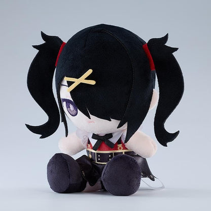 NEEDY GIRL OVERDOSE Ame-chan Punipuni plushie with black twin-tails, yellow hair clips, an embroidered purple eye, and a red and black outfit.