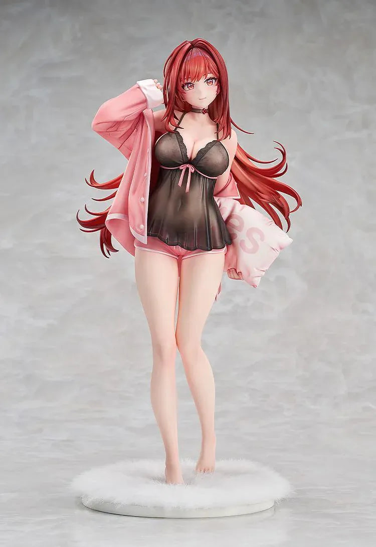 GODDESS OF VICTORY: NIKKE Rapi: Red Hood Cherished Red 1/7 scale figure wearing dark sleepwear and a pink cardigan while holding a pillow.
