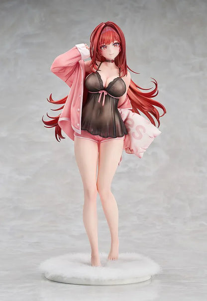 GODDESS OF VICTORY: NIKKE Rapi: Red Hood Cherished Red 1/7 scale figure wearing dark sleepwear and a pink cardigan while holding a pillow.