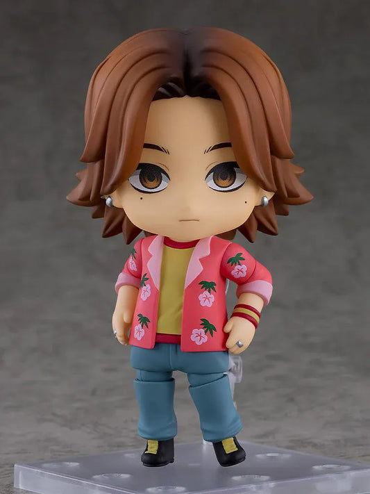 Mouthwashing Nendoroid Daisuke Figure with brown hair, pink floral shirt, yellow top, blue pants, and chibi-style pose