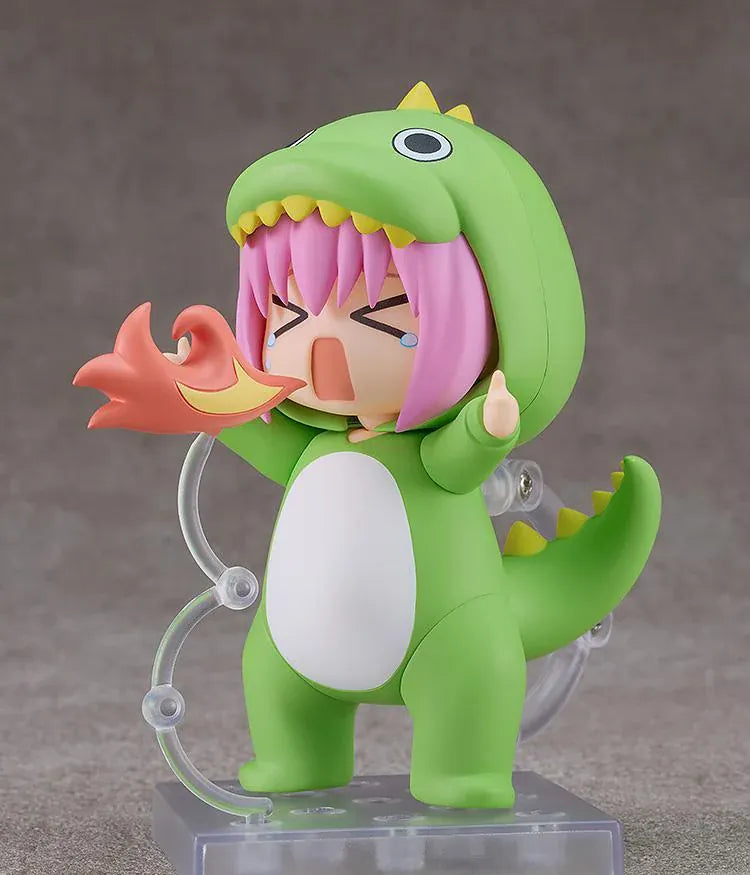 Hitori Gotoh Attention-Seeking Monster Ver. Nendoroid wearing a green monster outfit with yellow spikes, pink hair, and a tearful expression.