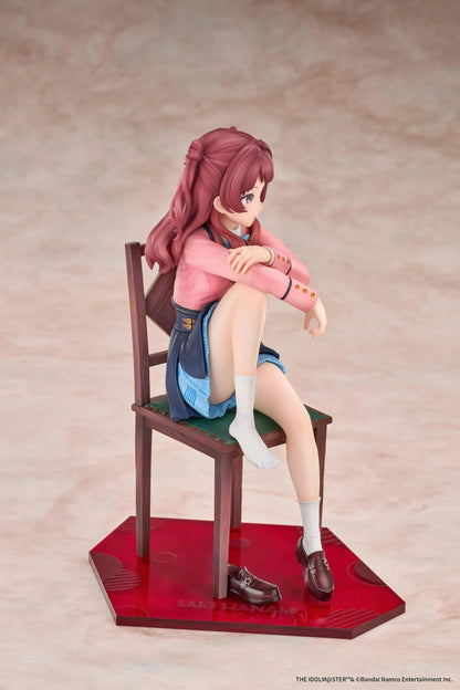 The Idolmaster Gakuen Saki Hanami Iris After the Rain Pre-Training Ver. 1/7 scale figure seated on a wooden chair.