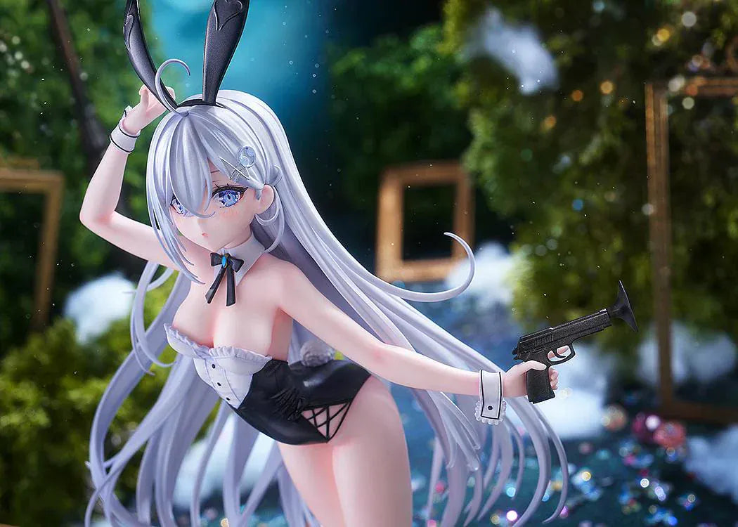 Playing Death Games to Put Food on the Table Yuki 1/7 scale figure with long silver hair and bunny-style outfit on display base