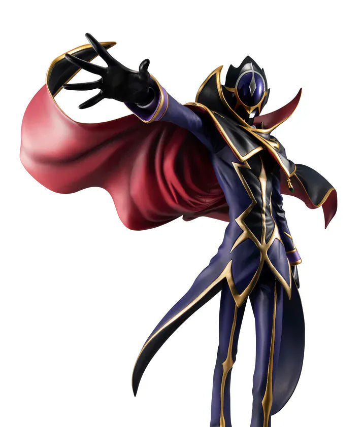 Code Geass Lelouch the Re;surrection Precious G.E.M. Series Zero 20th Anniversary Reissue featuring Zero in his iconic masked outfit with flowing cape and gold-trimmed details.