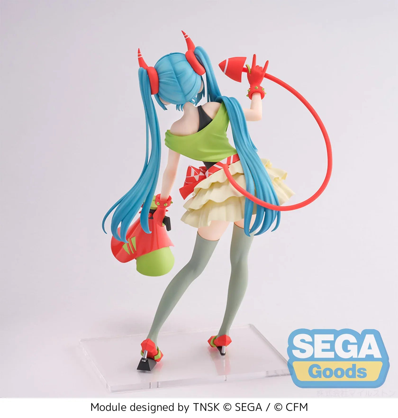 Hatsune Miku Project DIVA FiGURiZMa DE:MONSTAR T.R. Version rerelease figure with devil horns, tail, and colorful outfit