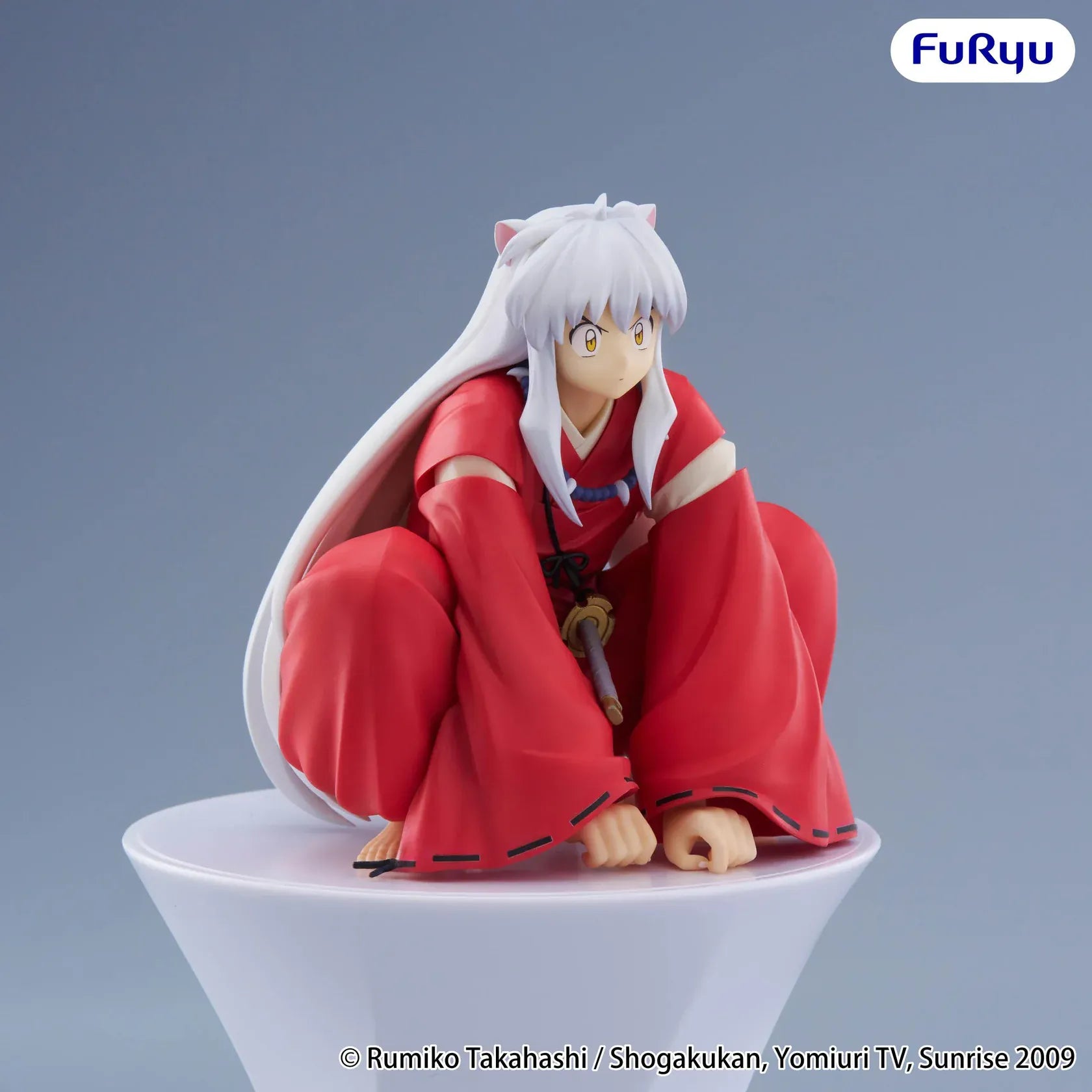 InuYasha Inuyasha Vol. 2 Noodle Stopper Figure featuring Inuyasha in his red robe with silver hair and dog ears seated on a display bowl.