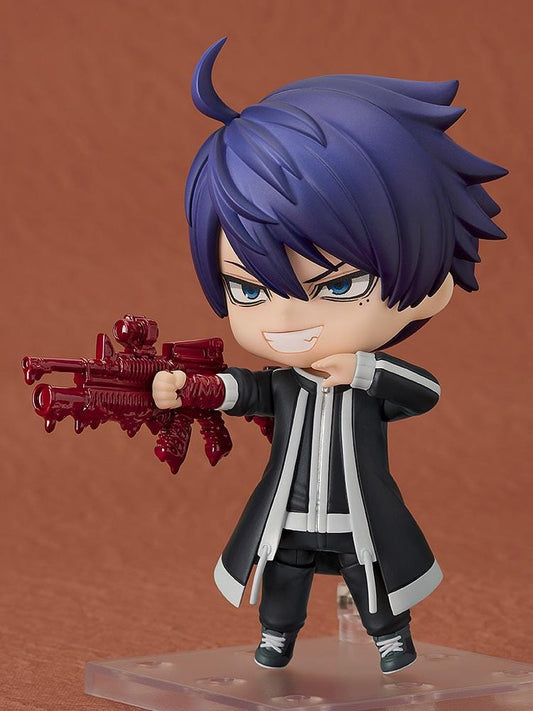 Nendoroid figure of Shiki Ichinose from Tougen Anki with indigo hair, crossed arms, and a long black coat.