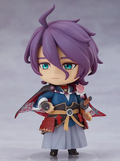 Touken Ranbu ONLINE Nendoroid Kasen Kanesada Figure Rerelease with purple hair, layered robes, patterned cape, and sword accessories