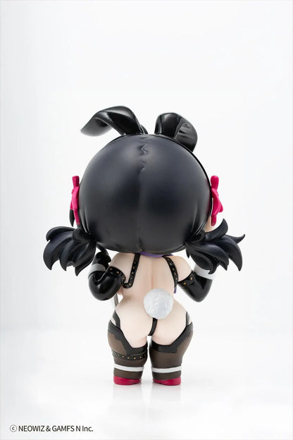 Brown Dust 2 Celebrity Bunny Loen-chan x illustration by JAZZ JACK Non Scale Figure featuring Loen-chan in a glossy black bunny-inspired outfit with purple scarf, twin-tail hair, and bunny ear accents.