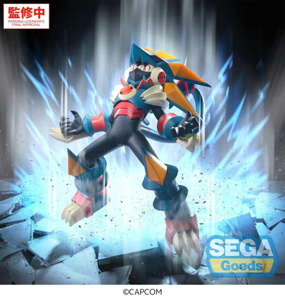 Mega Man Battle Network Luminasta Mega Man Gregar Beast Figure in dynamic pose with colorful armor and clear display base