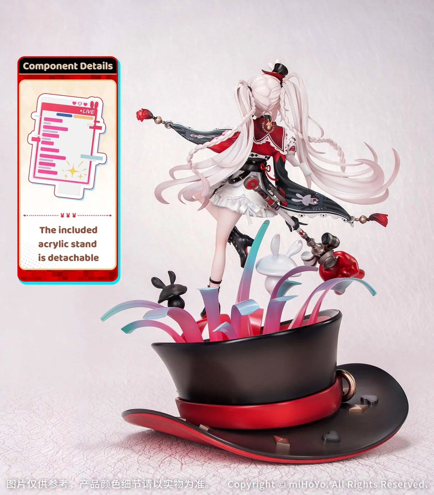 Honkai Star Rail Sparxie Bonus Edition 1/7 Scale Figure with top hat base, rabbit accessories and livestream-inspired backdrop