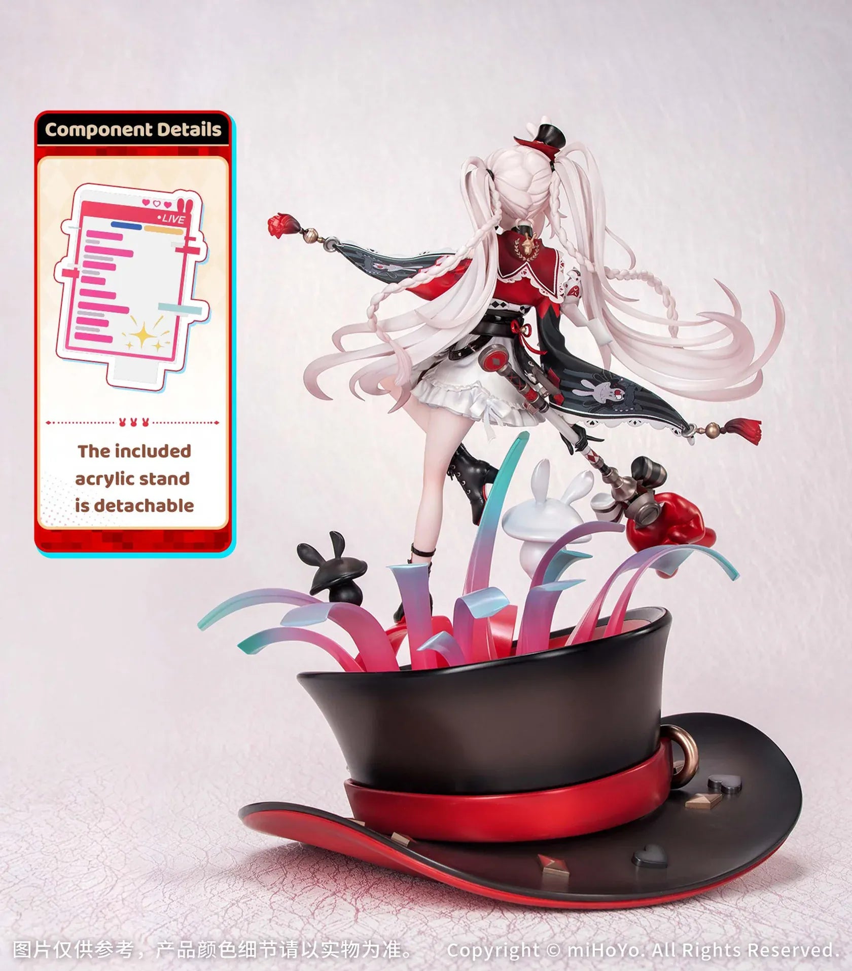 Honkai Star Rail Sparxie Bonus Edition 1/7 Scale Figure with top hat base, rabbit accessories and livestream-inspired backdrop