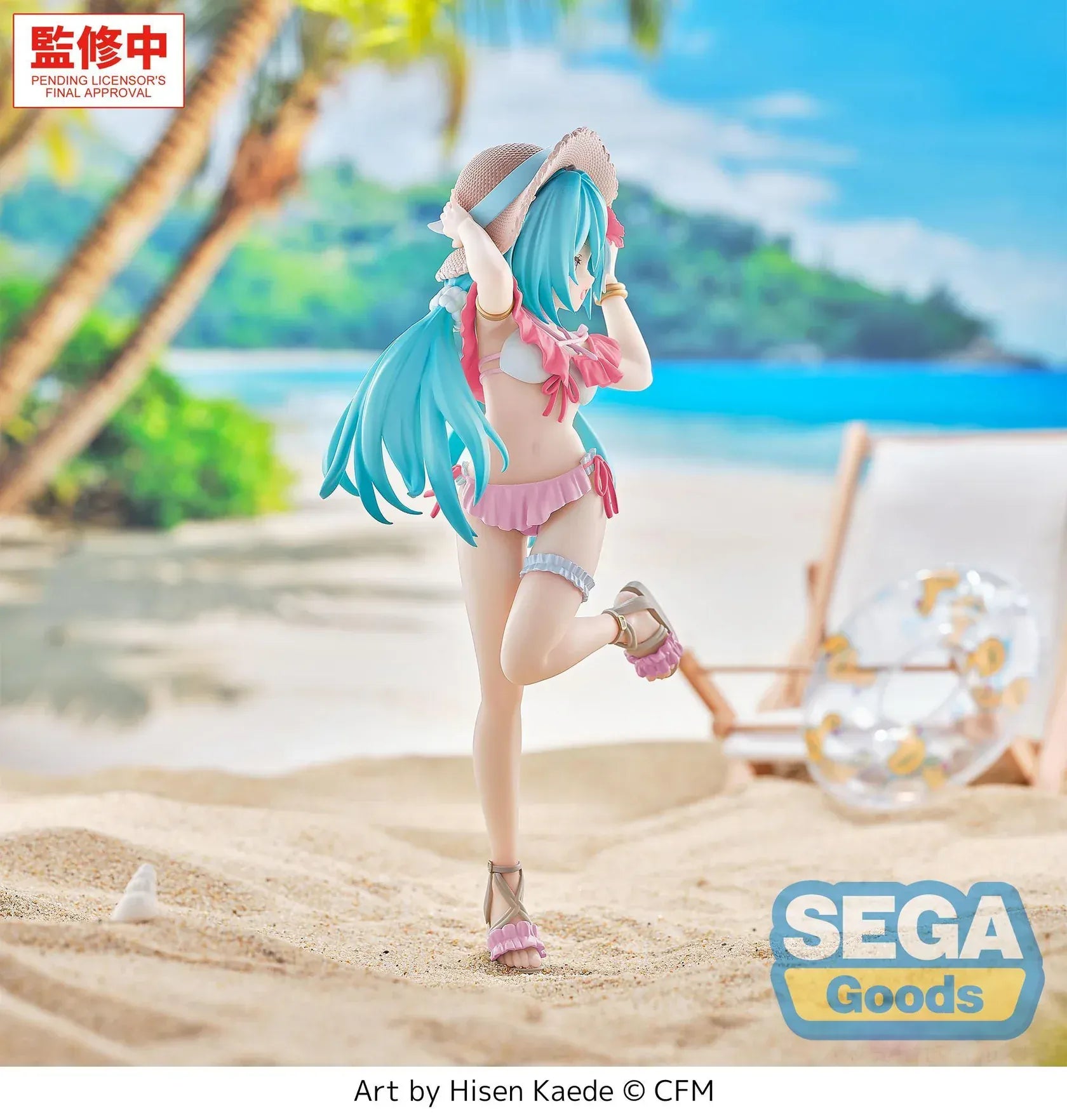 Hatsune Miku Tropical version Luminasta figure wearing summer outfit with sun hat and twin tails