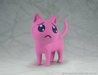 NEEDY GIRL OVERDOSE Pien Cat pink soft vinyl figure with large teary eyes and a worried expression.