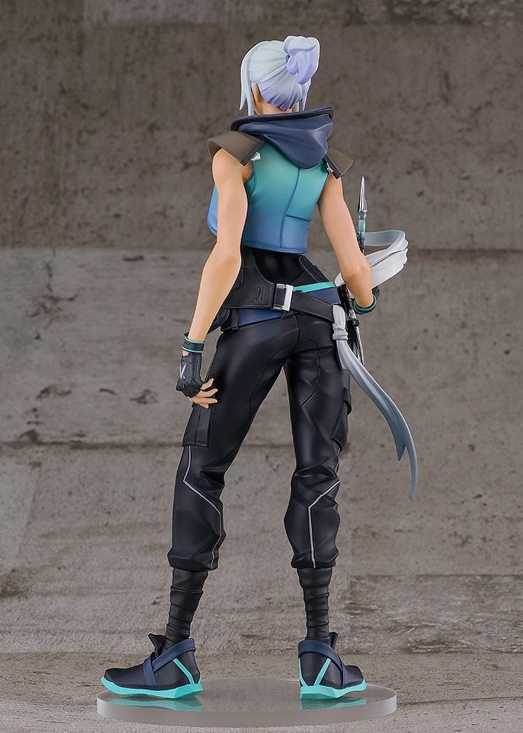 VALORANT POP UP PARADE SP Jett figure holding a swirling wind effect with a floating throwing knife.