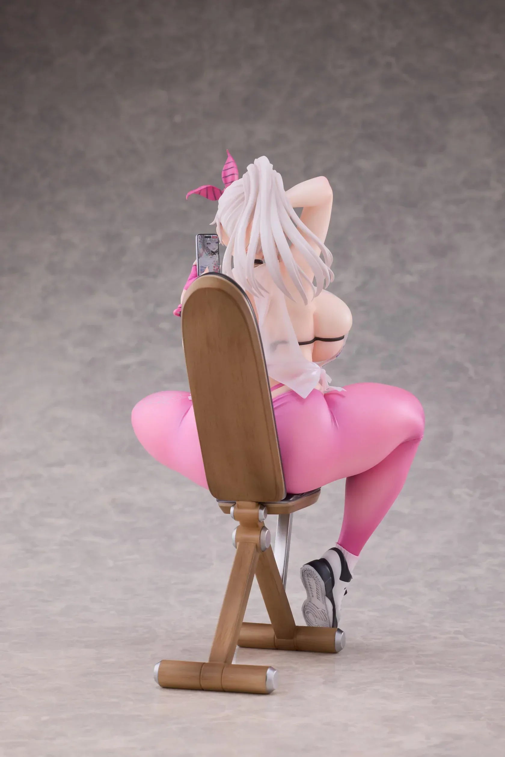 Kyou wa Mune Tore 1/6 scale figure by RST featuring sporty pink outfit, selfie pose, foldable chair, and deluxe bonus items