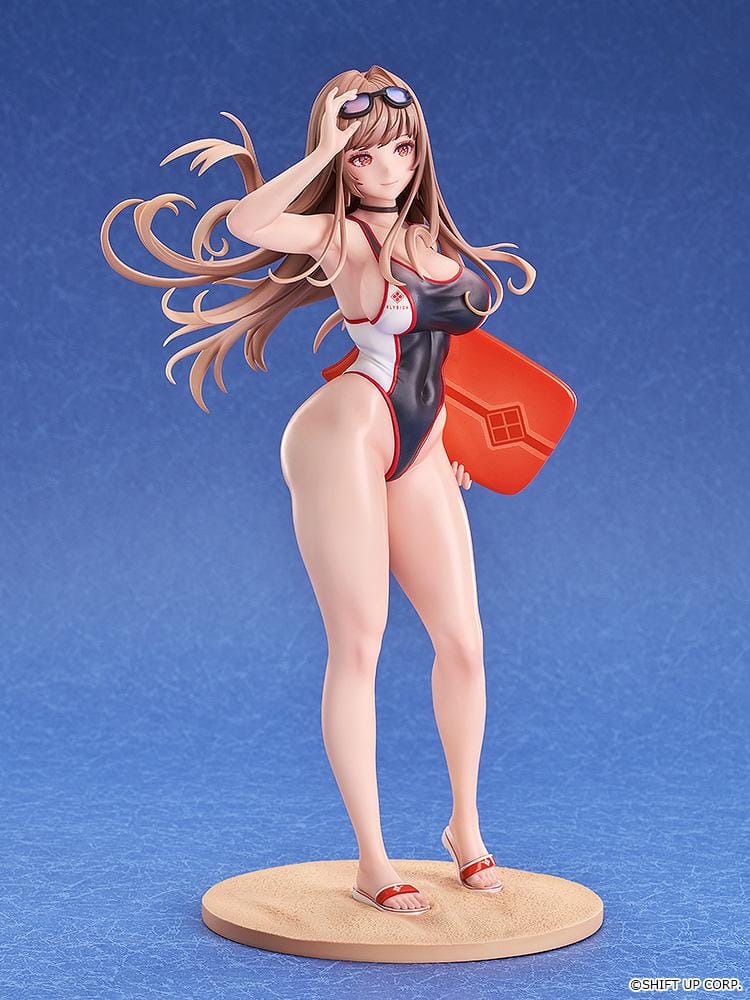 GODDESS OF VICTORY NIKKE Rapi Classic Vacation 1/7 Scale Figure Rerelease in black-and-white swimsuit with sunglasses, float accessory, and beach base