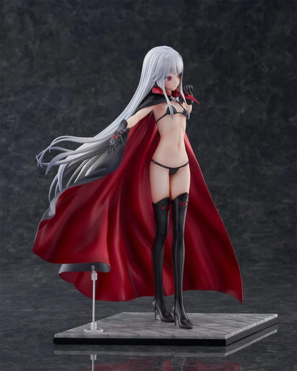Kirie Kagarino 1/6 scale figure from Bishoujo Mangekyou featuring flowing red cape, black outfit, and silver hair on display base