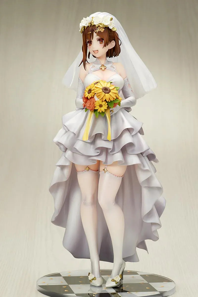 Atelier Ryza 3 Ryza Wedding Style 1/7 scale figure wearing a white bridal dress and veil while holding a colorful flower bouquet