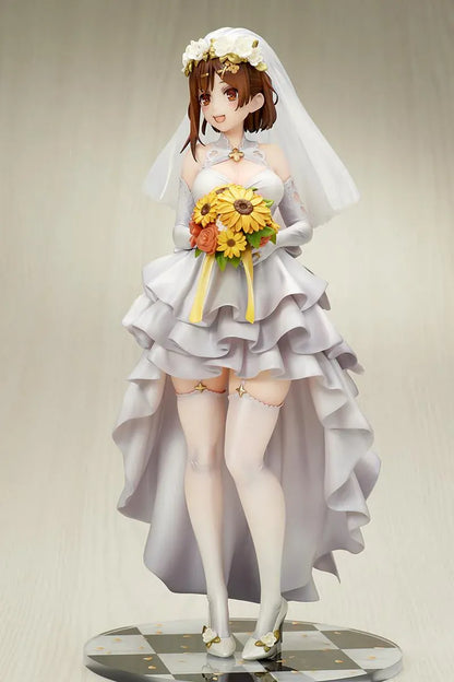 Atelier Ryza 3 Ryza Wedding Style 1/7 scale figure wearing a white bridal dress and veil while holding a colorful flower bouquet