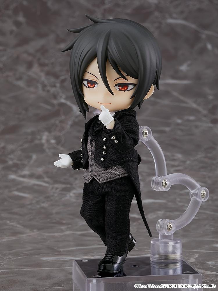 Black Butler Book of the Atlantic Nendoroid Doll Sebastian Michaelis Rerelease with black butler outfit, red eyes, gloves, and formal shoes