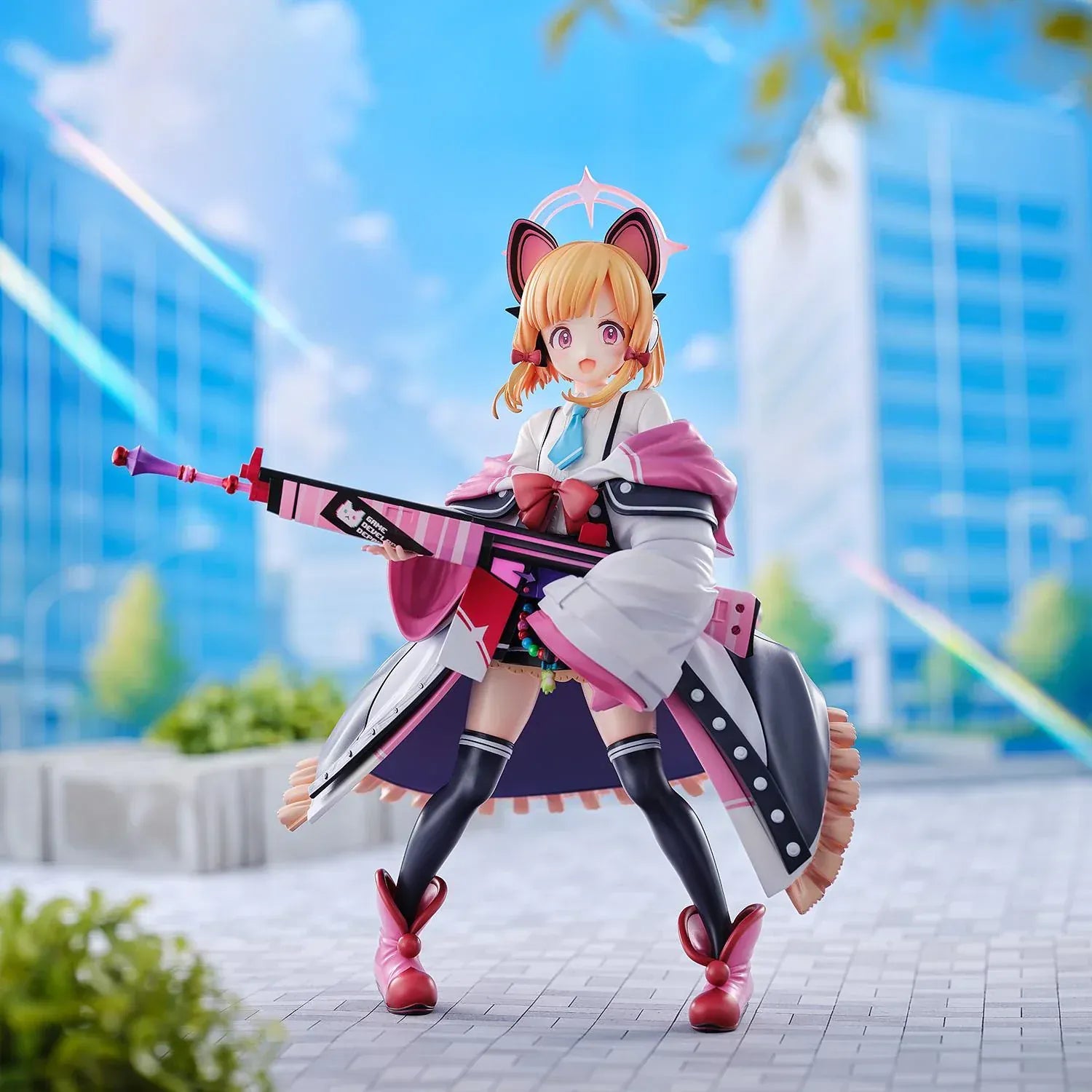Blue Archive Momoi 1/6 scale figure holding pink rifle with cat-ear headset