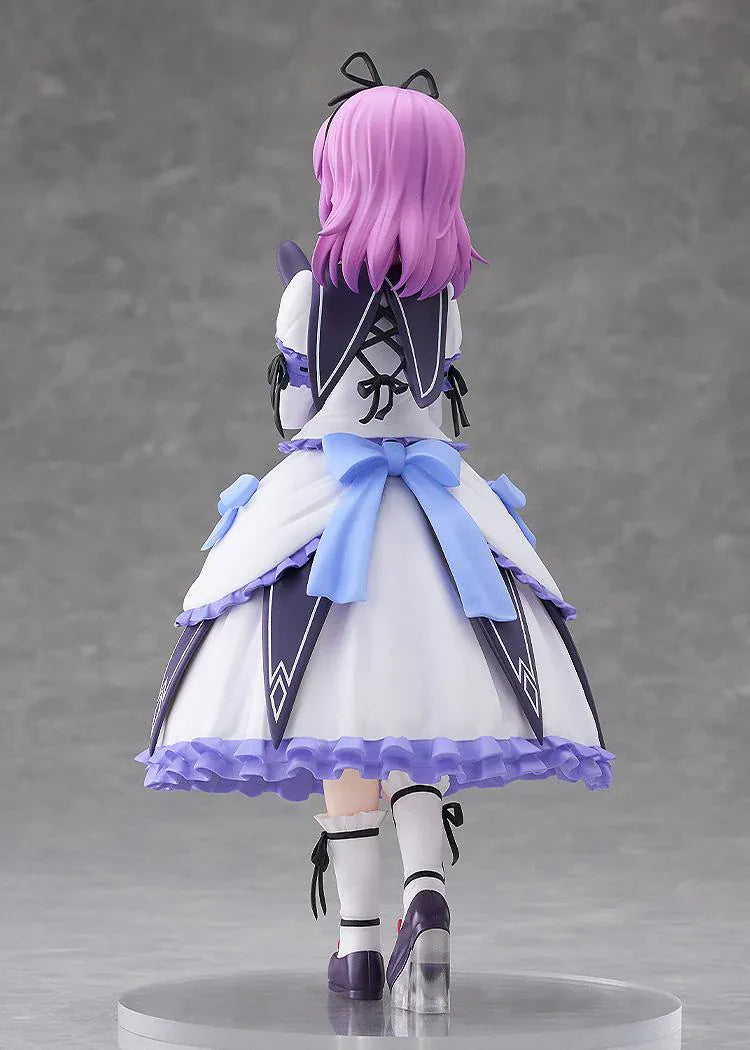 Trails in the Sky 2nd Chapter POP UP PARADE Renne L Size Figure featuring Renne with purple hair, a white and lavender dress, lace-up shoes, and a black rabbit plush.