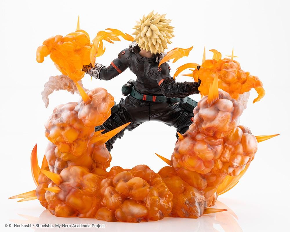 My Hero Academia ArtFX J Katsuki Bakugo Final Season Ver. 1/8 Scale Figure with explosive orange battle effects and hero costume
