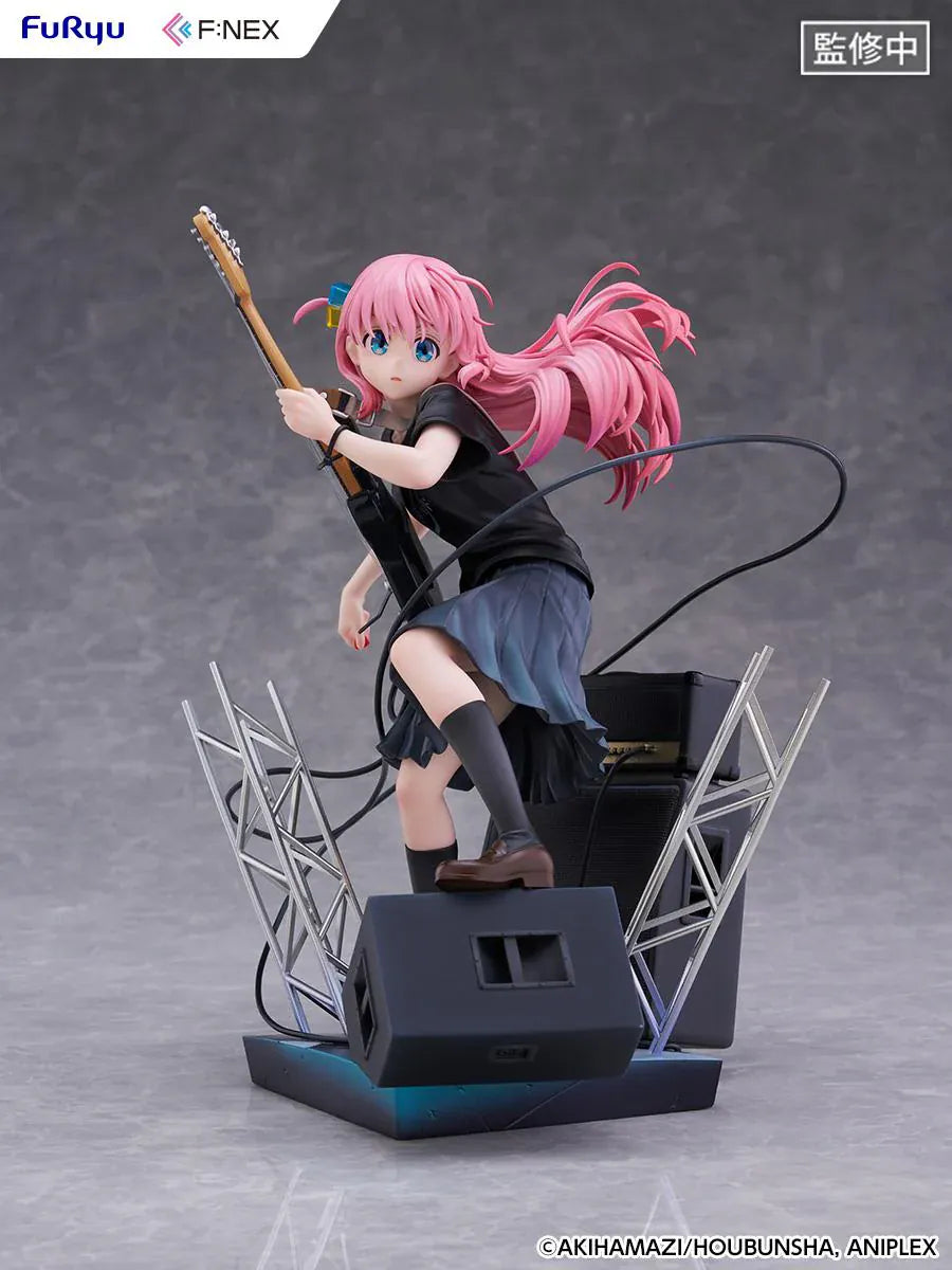 Bocchi the Rock F:Nex Hitori Gotoh Live Ver. 1/7 Scale Figure with pink hair, guitar, stage speakers, amplifier, and concert display base