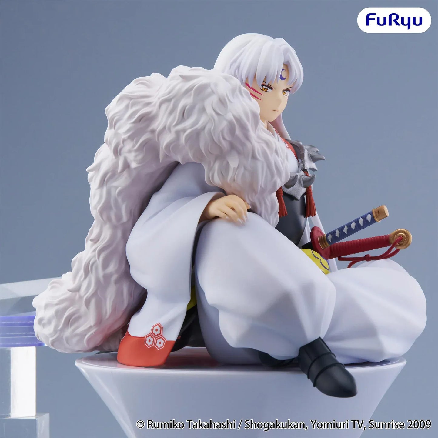 InuYasha Sesshomaru Vol. 2 Noodle Stopper Figure seated in white outfit with armor and fur pelt